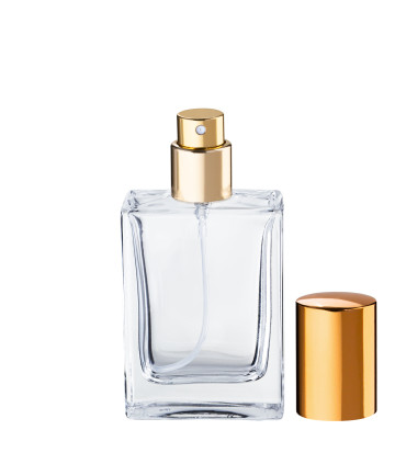 Parfümglasflasche Mindy 30 ml – Glas-Flakon mit Zerstäuber in Gold