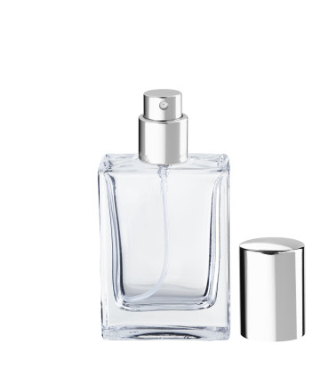 Parfümglasflasche 30 ml MINDY klar mit silbernem Zerstäuber - Leer Set