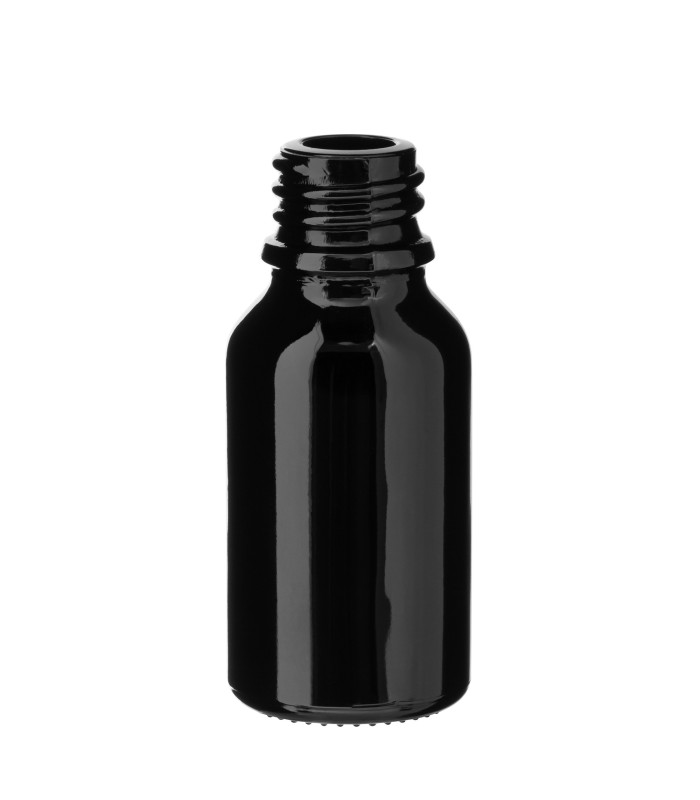 Glasflasche 15 ml schwarz - leere Flasche zum Befüllen DIN 18 mm