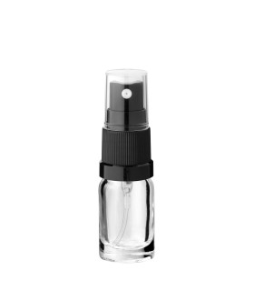 Glasflasche 5 ml transparent mit schwarzem Zerstäuber, ideal für Kosmetik