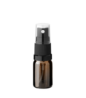 Braune 5 ml Glasflasche mit schwarzem Zerstäuber – Nahaufnahme