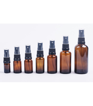 Braune Glasflasche 5 ml mit schwarzem Zerstäuber - Leer DIN 18 mm