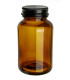 Weithalsglas braun 120 ml mit schwarzem Aluminium-Deckel