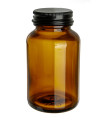 Weithalsglas braun 120 ml mit schwarzem Aluminium-Deckel