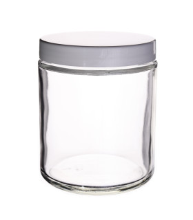 Kosmetiktiegel Glas klar 250 ml mit weißem PP-Schraubdeckel