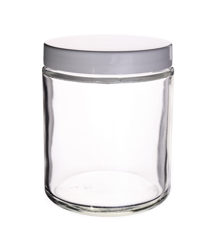 Kosmetiktiegel Glas klar 250 ml mit weißem PP-Schraubdeckel