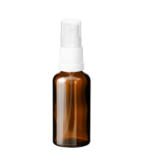 Braune Glasflasche 50 ml mit weißem Zerstäuber – nachhaltige Kosmetikverpackung