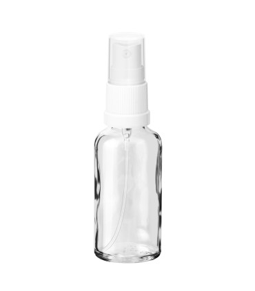Glasflasche 50 ml klar mit weißem Zerstäuber
