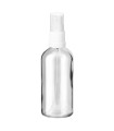 Glasflasche 100 ml klar mit weißem Zerstäuber