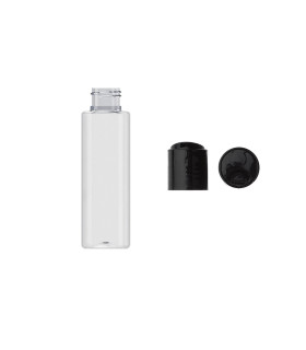 PET-Flasche 100 ml transparent mit schwarzem Disc-Top-Verschluss
