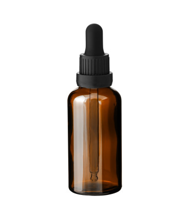 Braune Glasflasche 50 ml mit schwarzer Pipette – nachhaltige Verpackung für Kosmetik