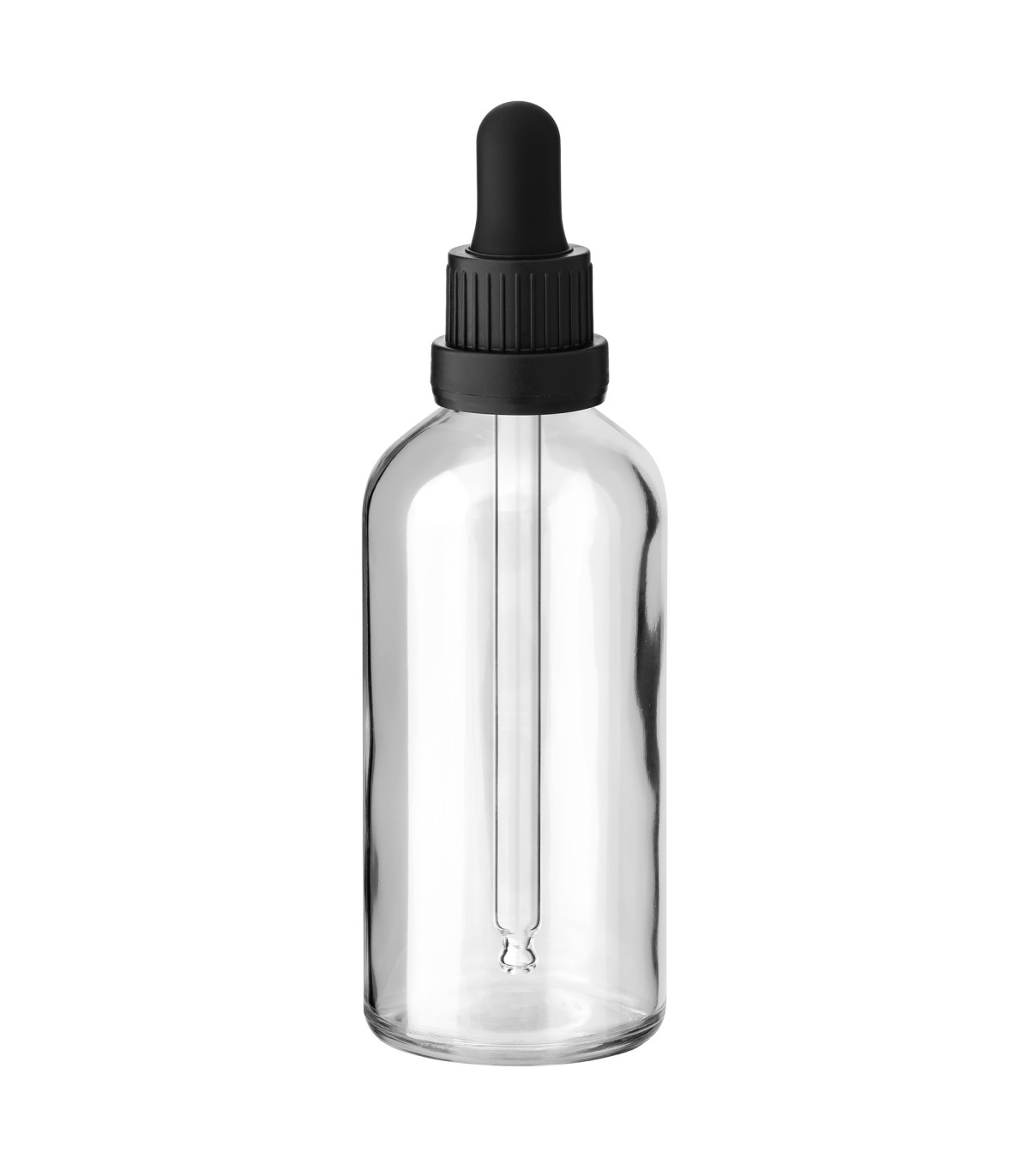 Glasflasche 100 ml klar mit schwarzer Pipette