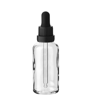 Glasflasche 50 ml klar mit schwarzer Pipette
