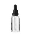 Glasflasche 30 ml klar mit schwarzer Pipette