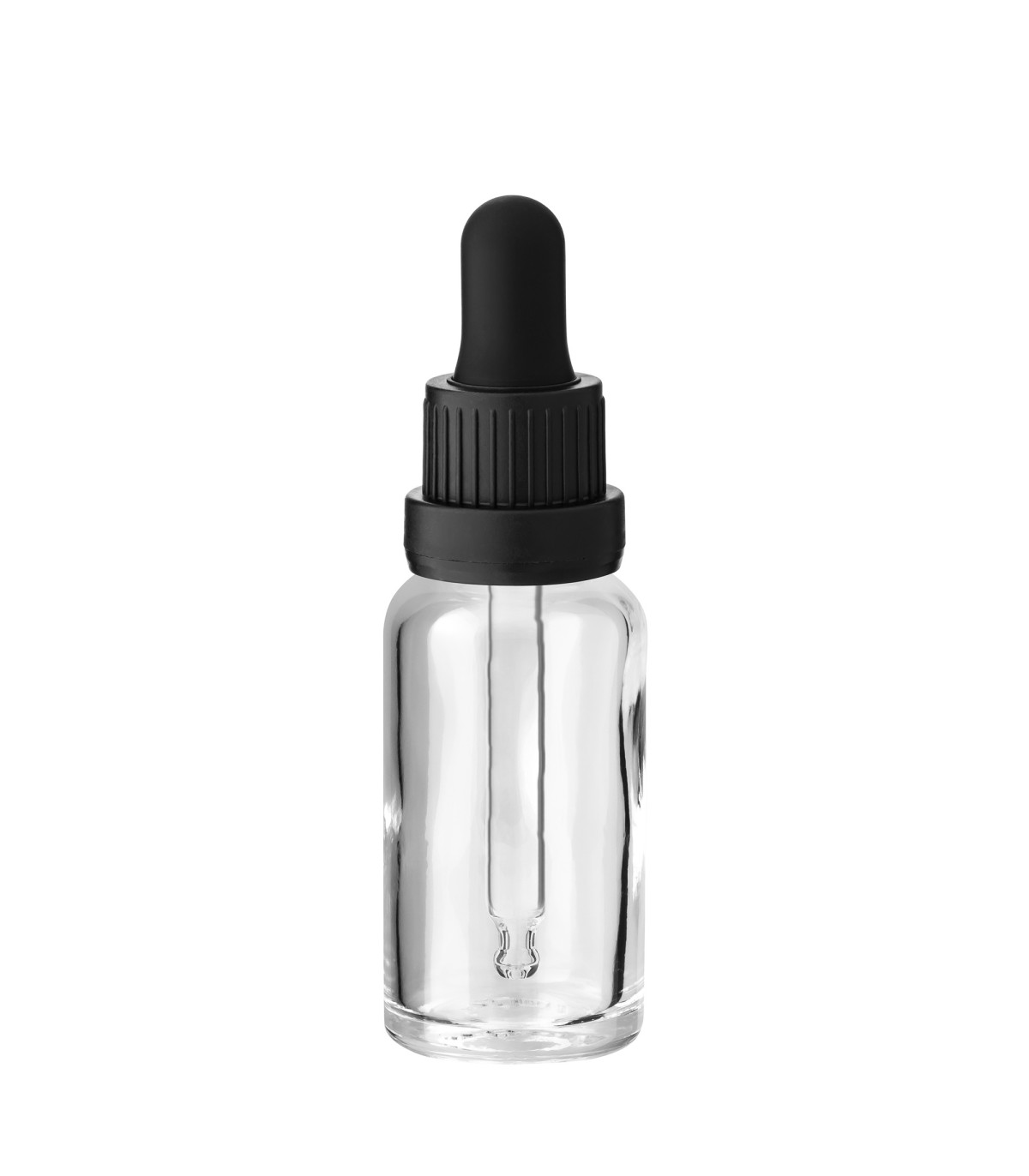 Glasflasche 20 ml klar mit schwarzer Pipette