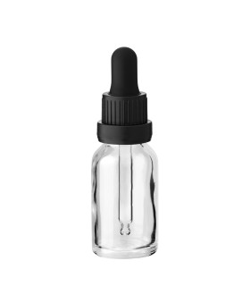 Klarglasflasche 15 ml mit schwarzer Pipette