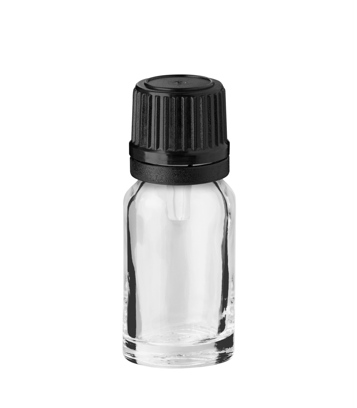 Glasflasche 10 ml klar mit schwarzem Tropfer