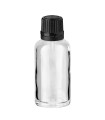 Glasflasche 30 ml klar mit schwarzem Tropfer