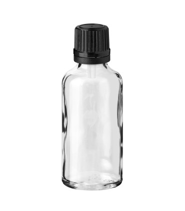 Glasflasche 50 ml klar mit schwarzem Tropfer