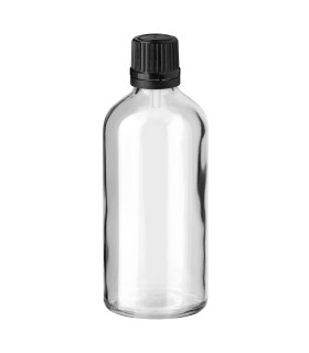 Klarglasflasche 100 ml mit schwarzem Tropfer