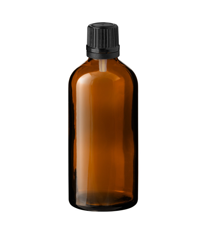 Braune Glasflasche 100 ml mit schwarzem Tropfer – nachhaltige Verpackungslösung für Öle und Kosmetik