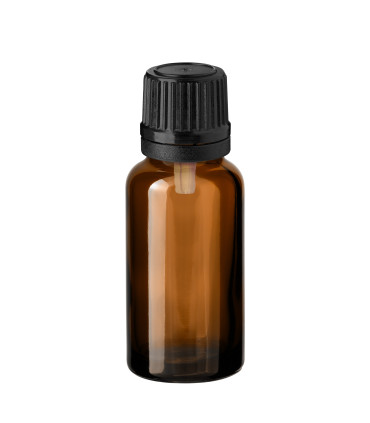 Braune Glasflasche 20 ml mit schwarzem Tropfer – nachhaltige Verpackungslösung