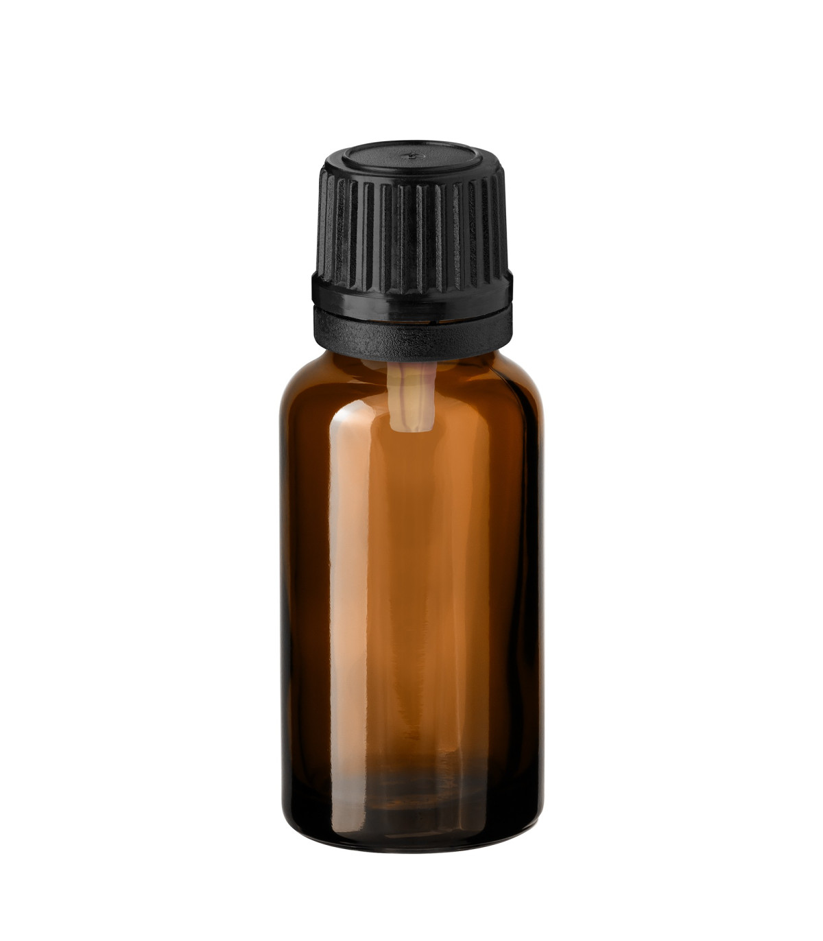 Braune Glasflasche 20 ml mit schwarzem Tropfer – nachhaltige Verpackungslösung