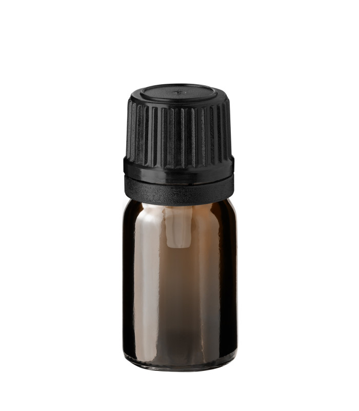 Braune Glasflasche 5 ml mit schwarzem Tropfer – nachhaltige Verpackung für Öle