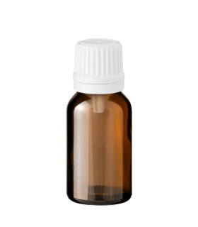 Braune Glasflasche 15 ml mit weißem Tropfer – nachhaltige Kosmetikverpackung