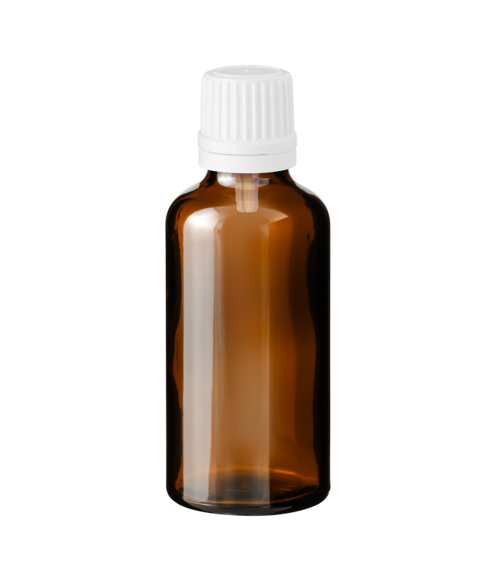 Braune Glasflasche 50 ml mit weißem Tropfer – Pipettenflasche für Kosmetik