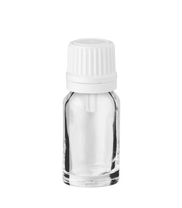 Glasflasche 10 ml klar mit weißem Tropfer