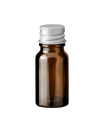Glasflasche 10 ml braun mit silbernem Aluminium-Schraubverschluss
