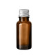 Glasflasche 20 ml braun mit silbernem Aluminium-Schraubverschluss