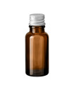 Glasflasche 20 ml braun mit silbernem Aluminium-Schraubverschluss