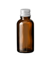 Glasflasche 30 ml braun mit silbernem Aluminium-Schraubverschluss