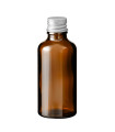 Glasflasche 50 ml braun mit silbernem Aluminium-Schraubverschluss