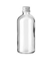Glasflasche 100 ml klar mit silbernem Aluminium-Schraubverschluss