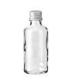 Glasflasche 50 ml klar mit silbernem Aluminium-Schraubverschluss