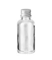 Glasflasche 30 ml klar mit silbernem Aluminium-Schraubverschluss