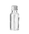 Glasflasche 20 ml klar mit silbernem Aluminium-Schraubverschluss
