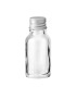 Glasflasche 15 ml klar mit silbernem Aluminium-Schraubverschluss