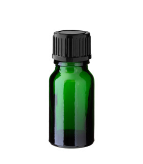Glasflasche 10 ml grün mit schwarzem Schraubverschluss
