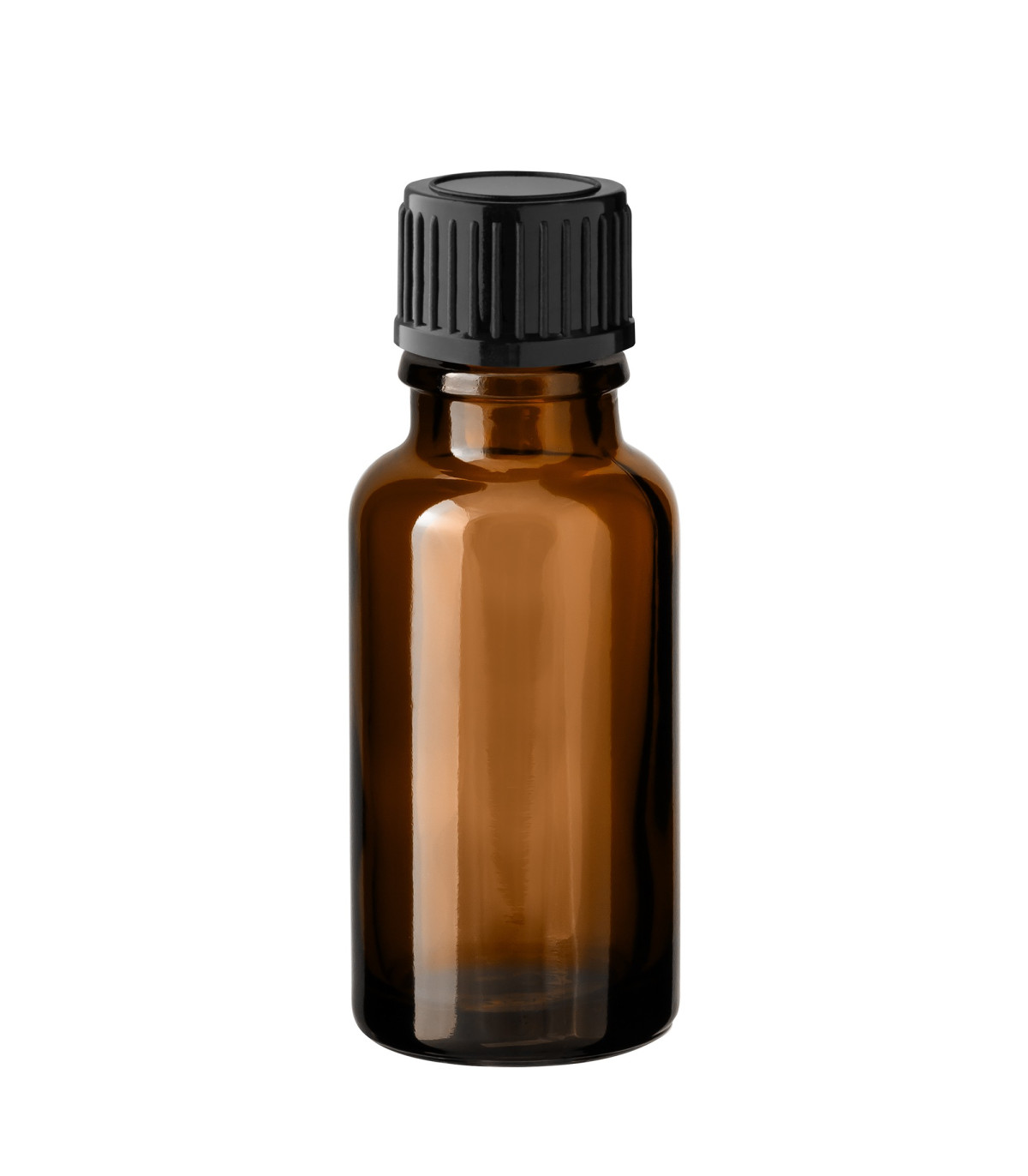 Glasflasche 20 ml braun mit schwarzem Schraubverschluss