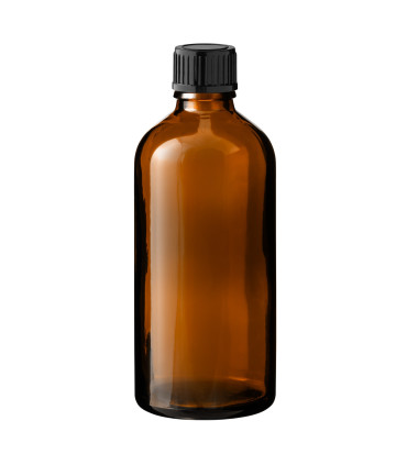 Glasflasche 100 ml braun mit schwarzem Schraubverschluss