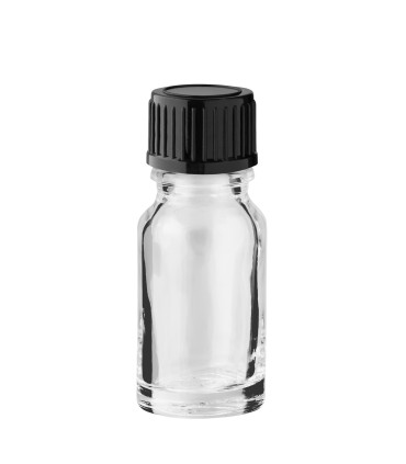Glasflasche 10 ml klar mit schwarzem Schraubverschluss