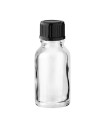 Glasflasche 15 ml klar mit schwarzem Schraubverschluss