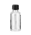 Glasflasche 30 ml klar mit schwarzem Schraubverschluss