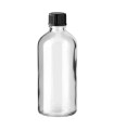 Glasflasche 100 ml klar mit schwarzem Schraubverschluss