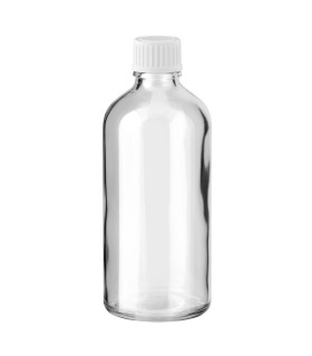 Klarglasflasche 100 ml mit weißem Schraubverschluss