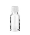 Glasflasche 15 ml klar mit weißem Schraubverschluss
